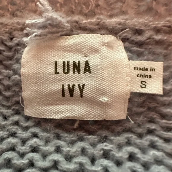 Anthropologie Luna Ivy 3D cherry oversized open front light blue S cardigan - Picture 9 of 10